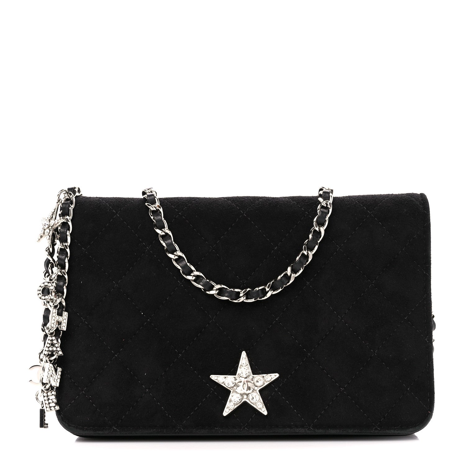 Chanel Suede Cocostellar Wallet on Chain WOC Black 1 of 11
