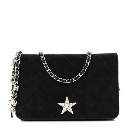 Chanel Suede Cocostellar Wallet on Chain WOC Black 1 of 11