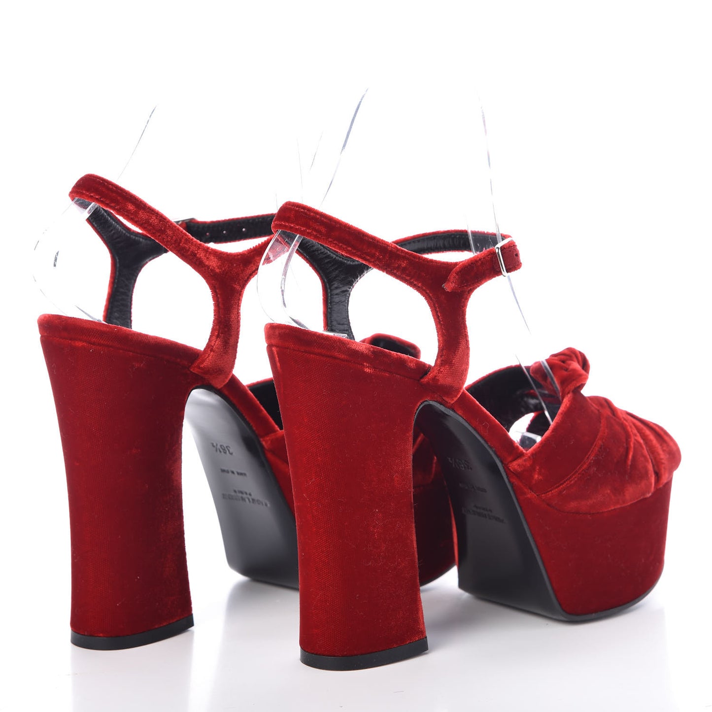 Crushed Velvet Farrah Platform Sandals 36.5 Red