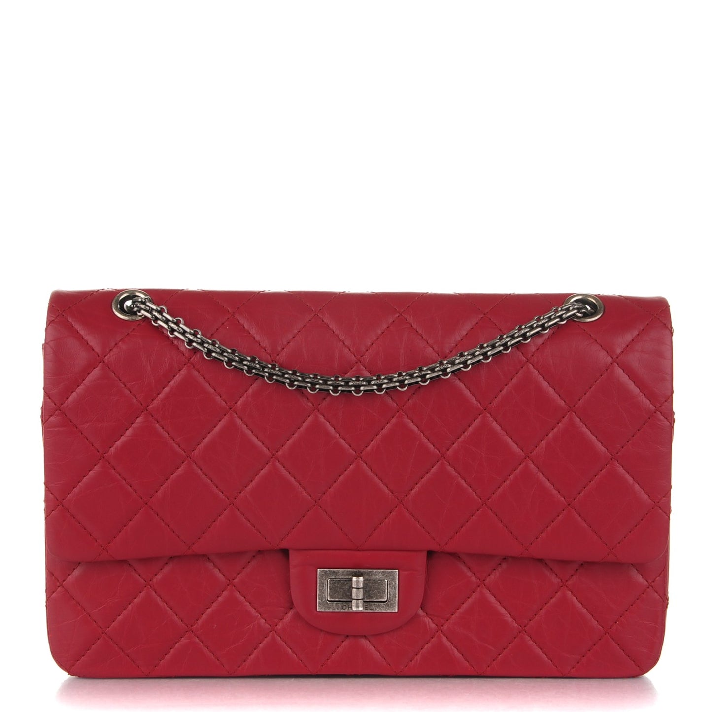 Aged Calfskin Quilted 2.55 Reissue 227 Flap Red