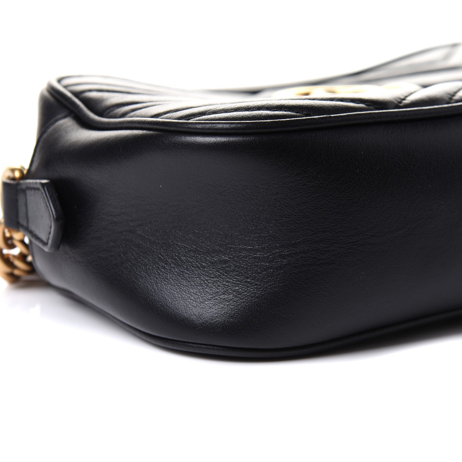Gucci Calfskin Matelasse Small GG Marmont Chain Shoulder Bag Black 10 of 11