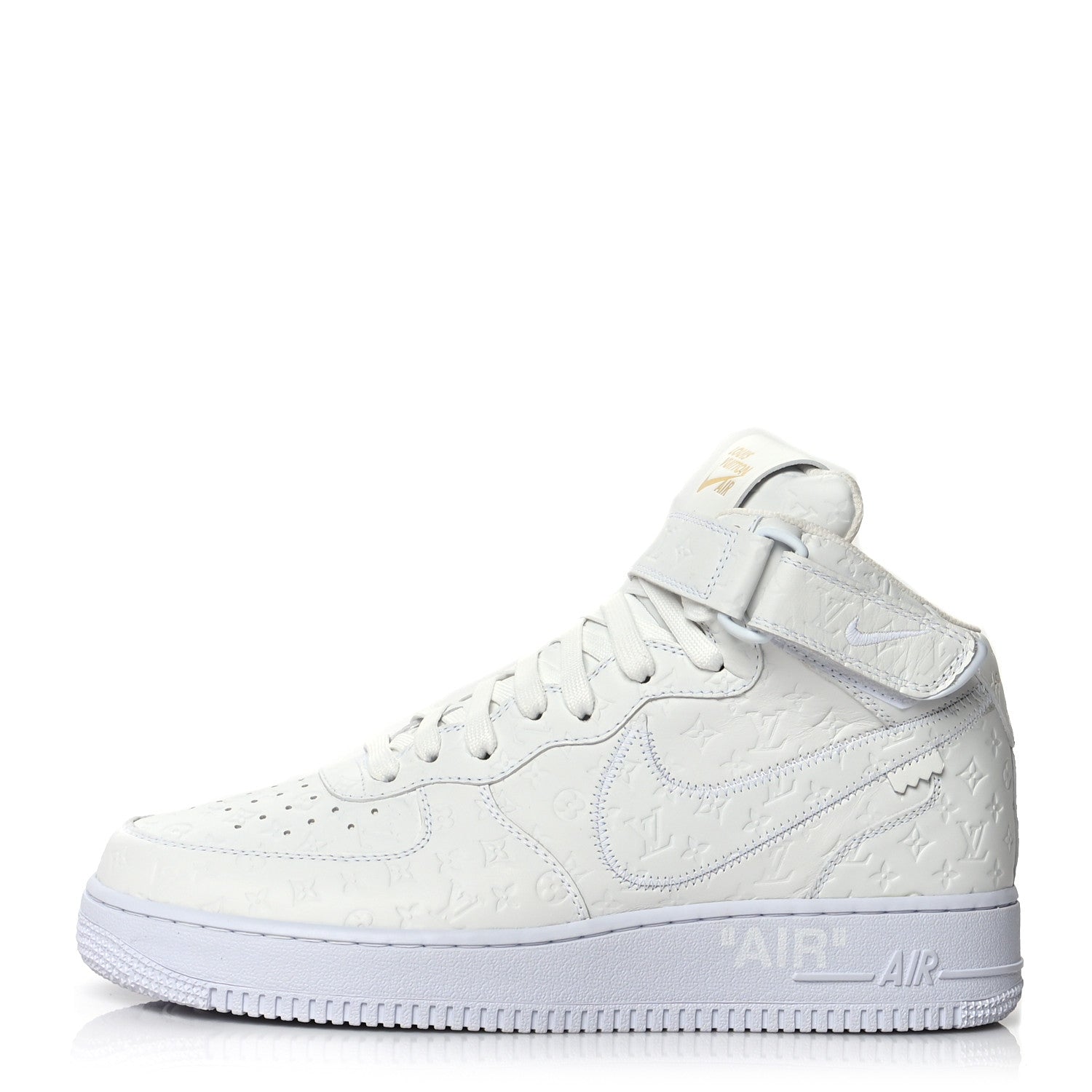 Louis Vuitton X NIKE AIR FORCE 1 Calfskin Monogram Mid Sneakers 9.5 White 1 of 8