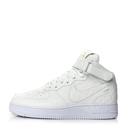 Louis Vuitton X NIKE AIR FORCE 1 Calfskin Monogram Mid Sneakers 9.5 White 1 of 8