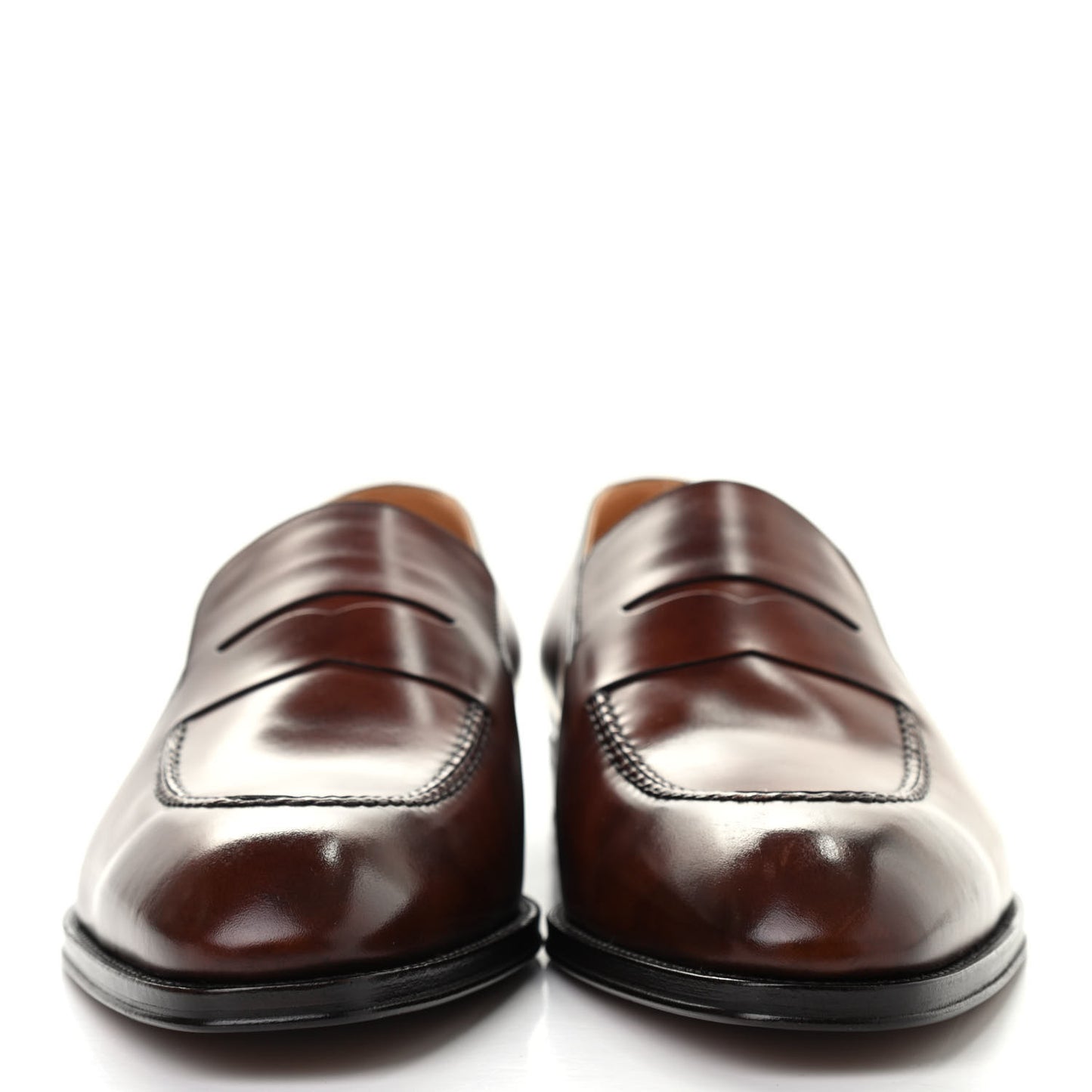 Waxed Calfskin Mens Vendome Loafers 9 Brown