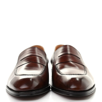 Louis Vuitton Waxed Calfskin Mens Vendome Loafers 9 Brown 2 of 10