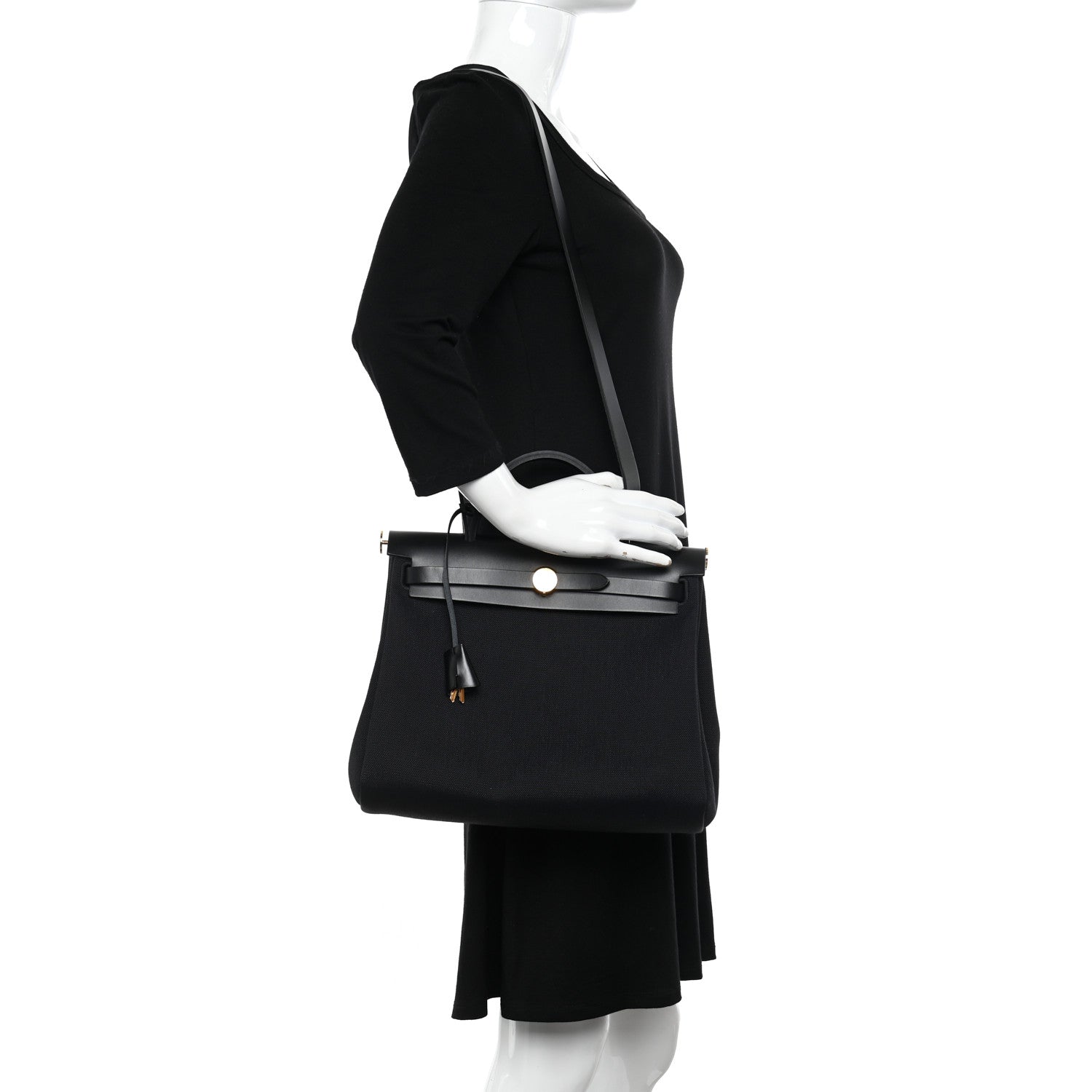 Hermes Military Toile Vache Hunter Herbag Zip PM 31 Black 2 of 12