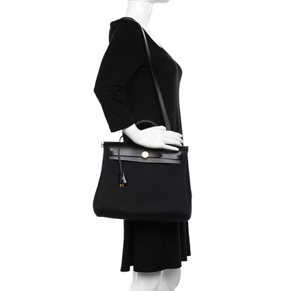 Hermes Military Toile Vache Hunter Herbag Zip PM 31 Black 2 of 12