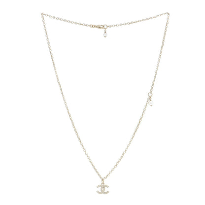 Chanel Pearl Crystal CC Pendant Necklace Gold 3 of 5