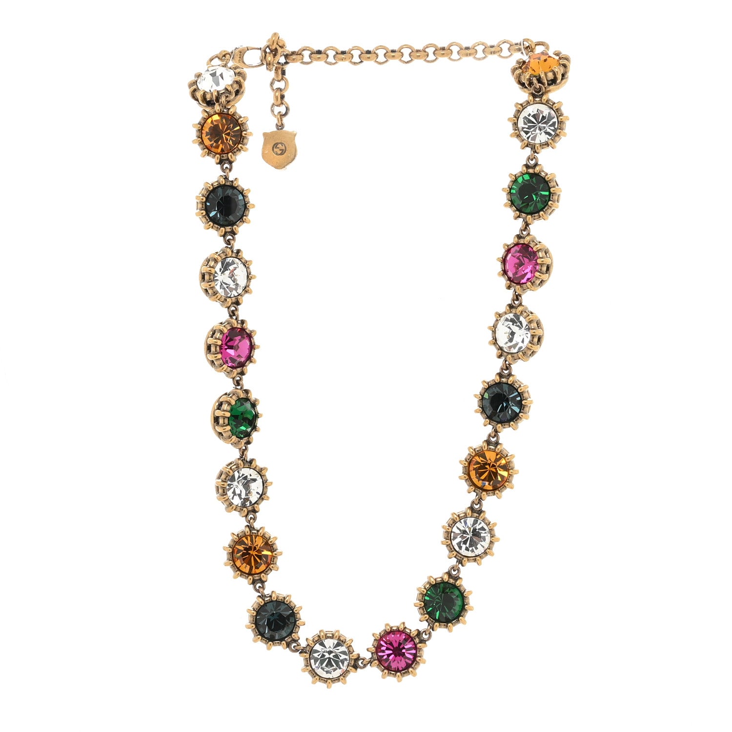 Gucci Crystal Butterfly Necklace Aged Gold Multicolor 2 of 3