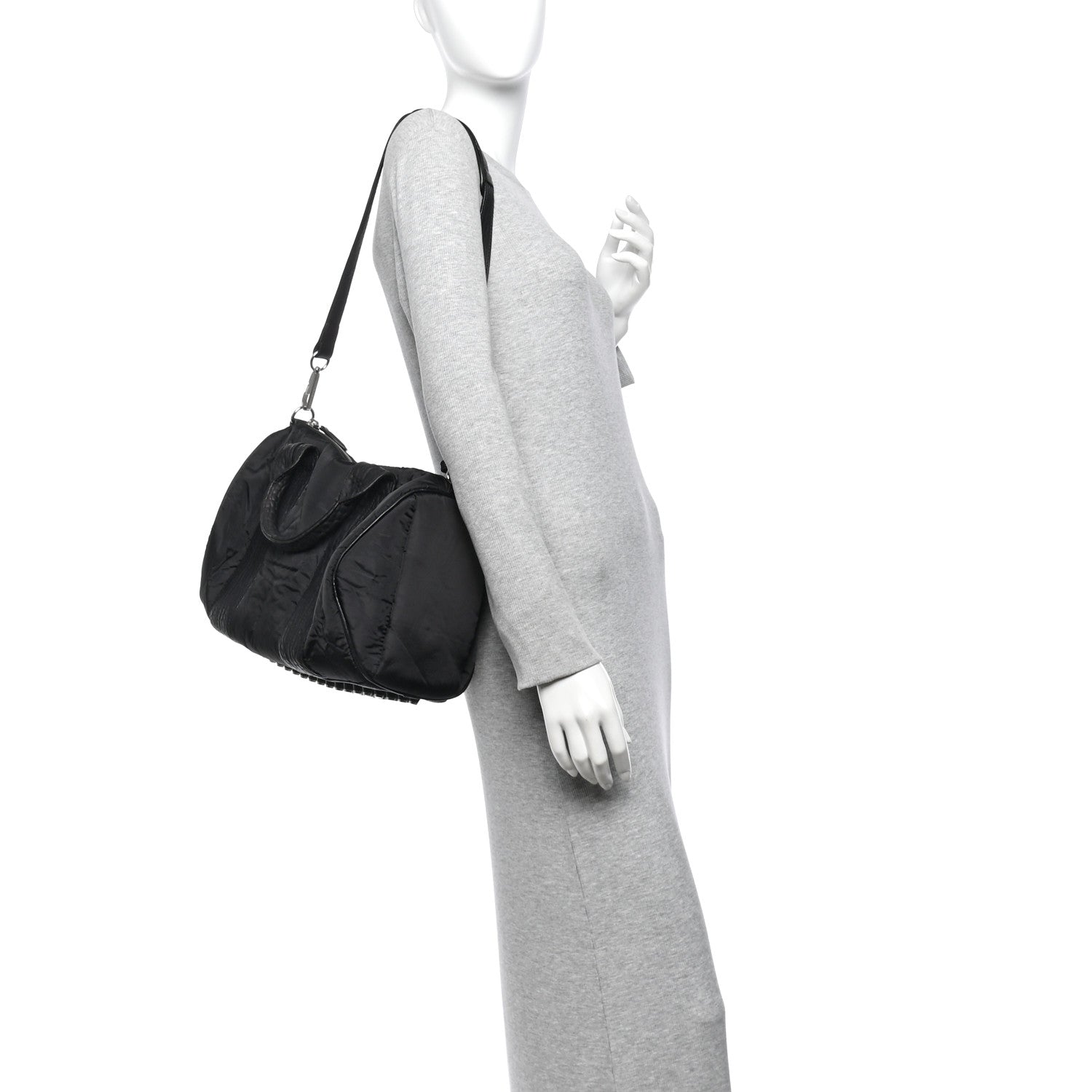 Alexander Wang Nylon Pebbled Lambskin Rocco Nickel Hardware Black 2 of 13