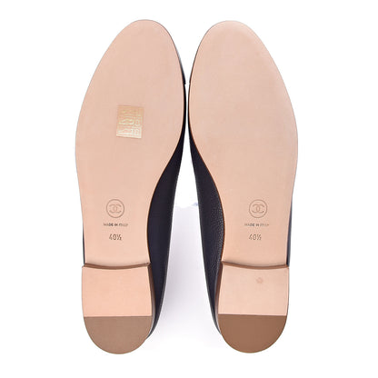 Chanel Caviar CC Cap Toe Ballerina Flats 40.5 Marine 5 of 10