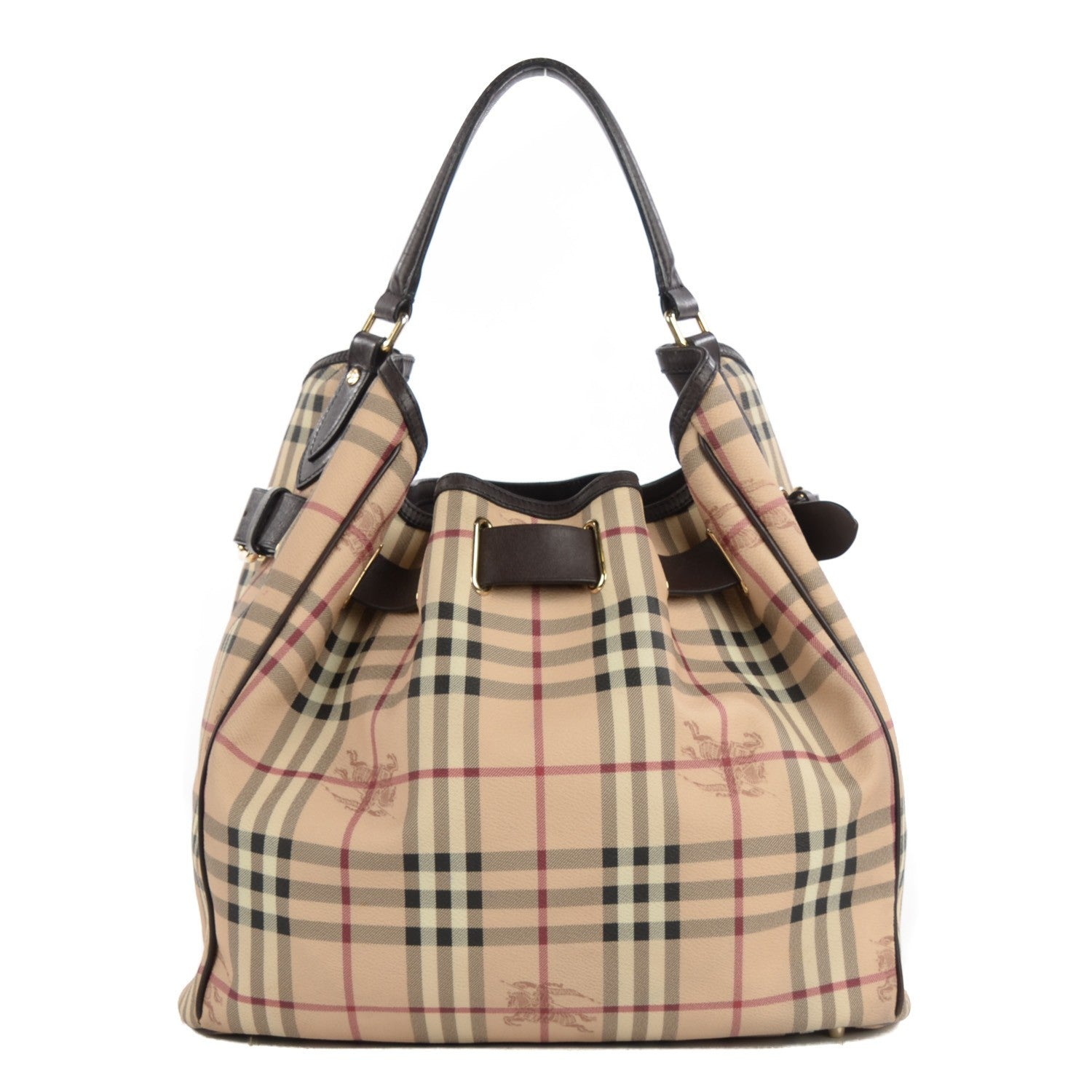 Burberry Haymarket Check Medium Walden Hobo Brown 1 of 8