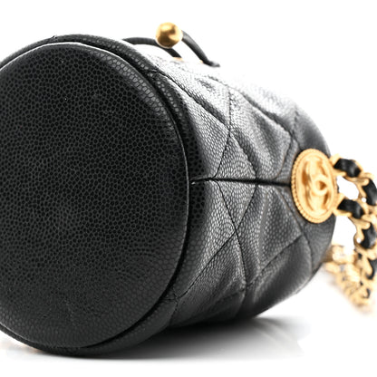 Chanel Caviar Quilted Twist Your Buttons Micro Bucket Bag Black 10 of 10
