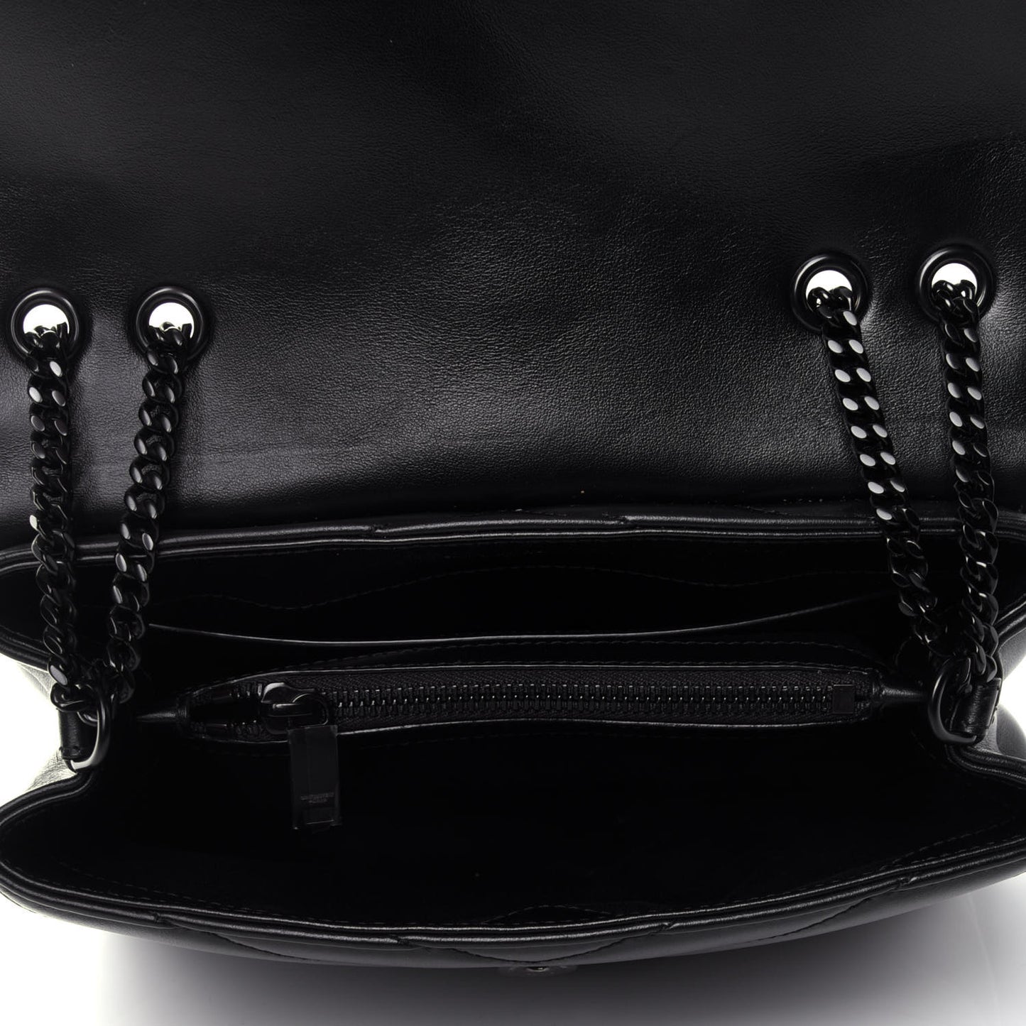 Calfskin Y Quilted Monogram Small Loulou Chain Satchel Black