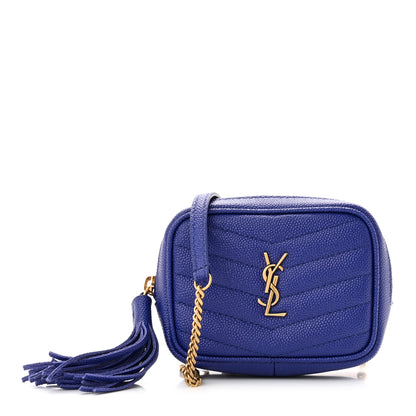 Saint Laurent Grain De Poudre Matelasse Monogram Baby Lou Camera Bag Sapphire Blue 1 of 10