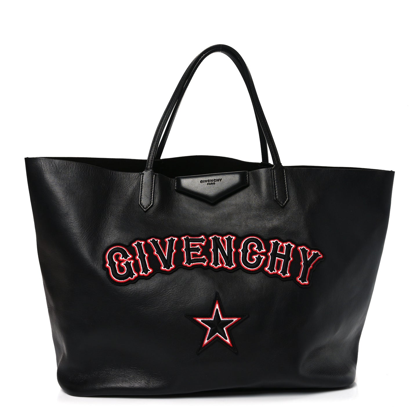 Calfskin Gothic Large Antigona Tote Black