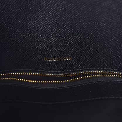 Balenciaga Signature Grained Calfskin Logo M Ville Top Handle Bag Black 6 of 8