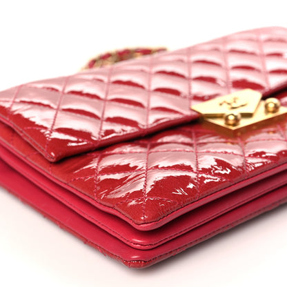 Chanel Patent Goatskin Quilted Small 3 Pocket Accordion Flap Red 8 of 10