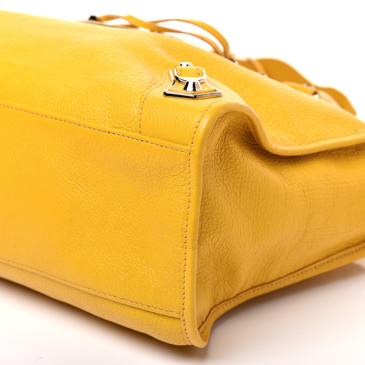 Balenciaga Chevre Silver Metallic Edge Hardware City Jaune Epi 7 of 10