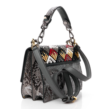 Fendi Vitello Century Snakeskin Studded Kan I Shoulder Bag Black Multicolor 3 of 10
