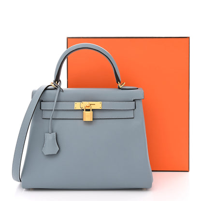 Hermes Evercolor Kelly Retourne 28 Bleu Lin 11 of 11