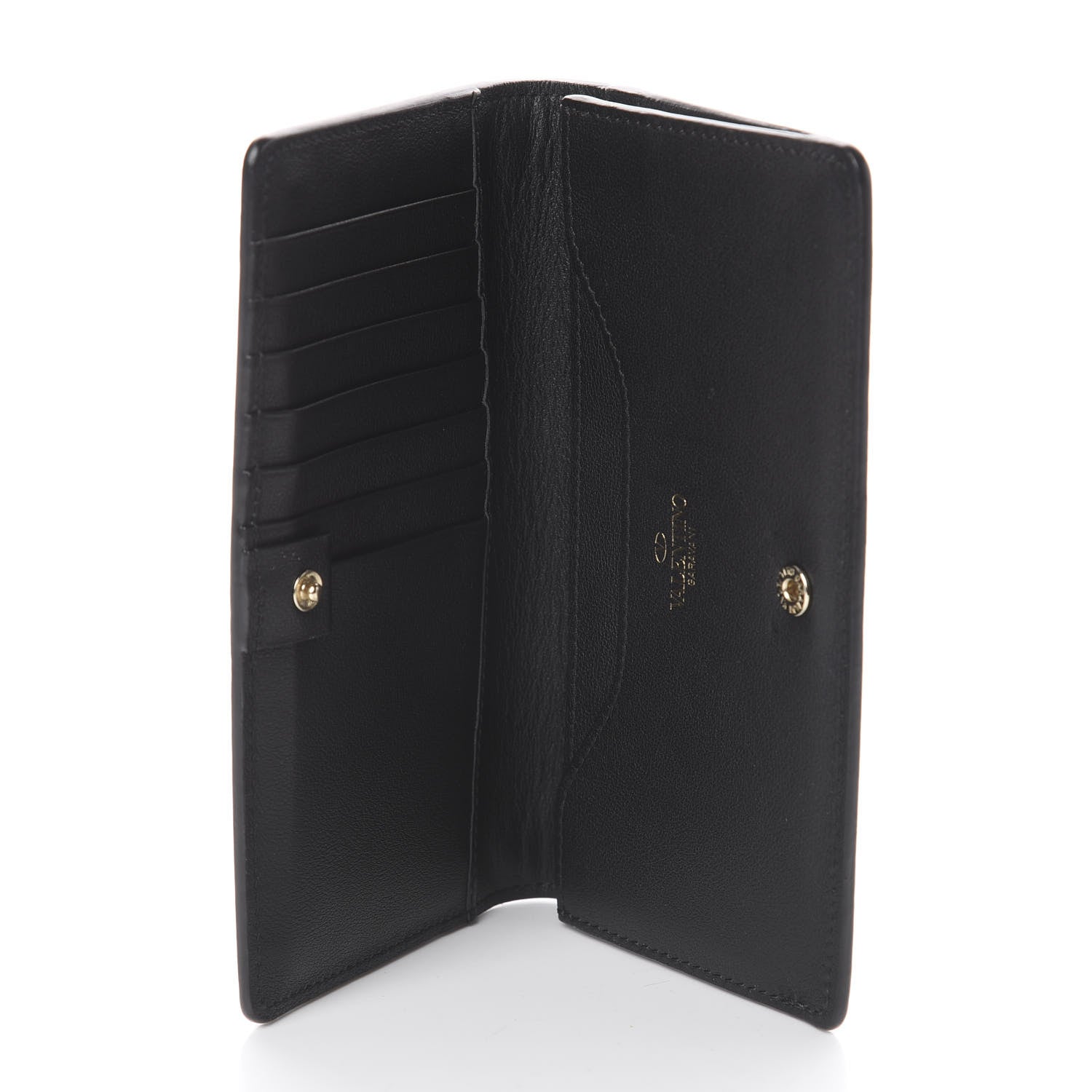 Valentino Garavani Vitello Rockstud Flap Wallet Black 4 of 5