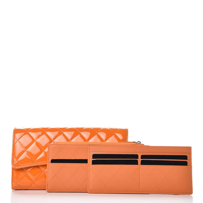 Chanel Patent Quilted Travel Wallet Orange 14 of 18