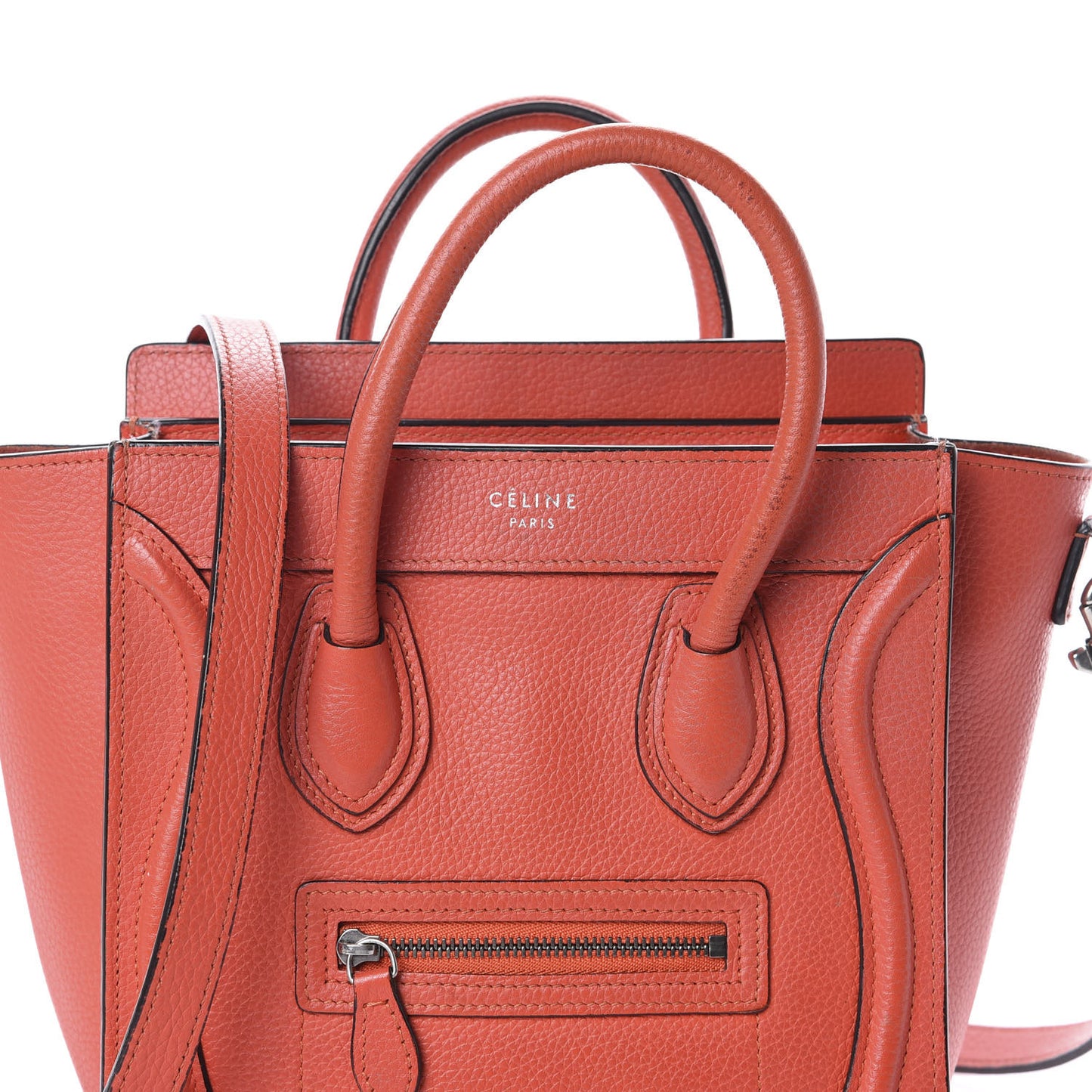 Drummed Calfskin Nano Luggage Vermillion