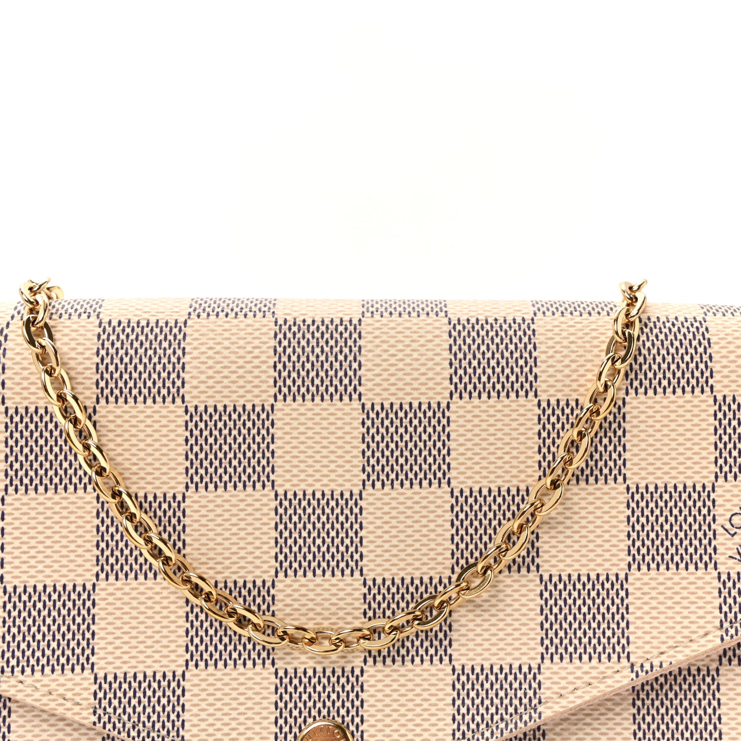 Damier Azur Pochette Felicie Chain Wallet Rose Ballerine