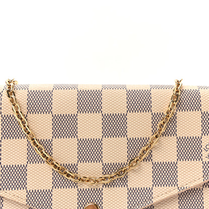 Louis Vuitton Damier Azur Pochette Felicie Chain Wallet Rose Ballerine 8 of 10
