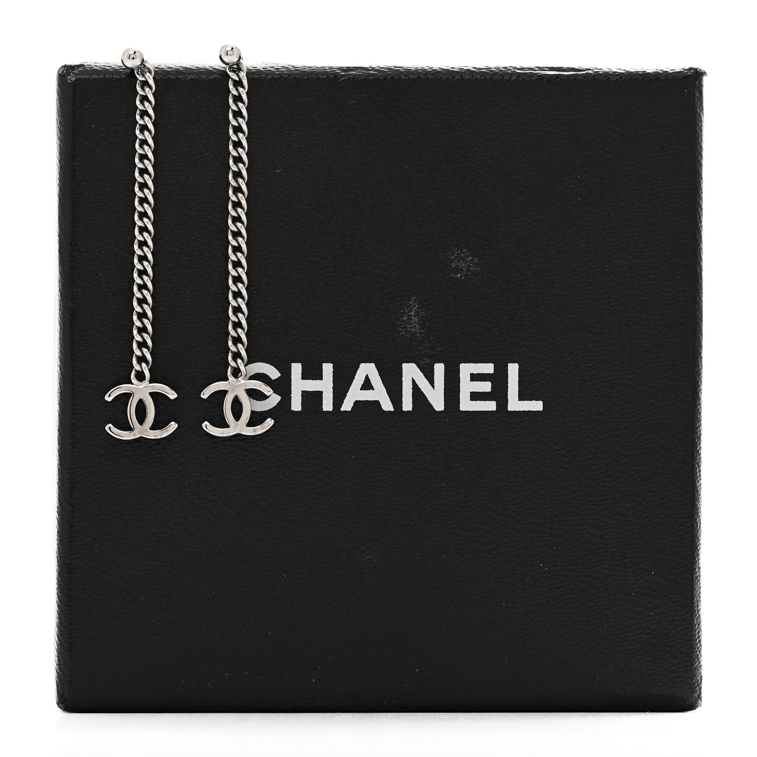Chanel Metal CC Chain Drop Earrings Silver 5 of 5