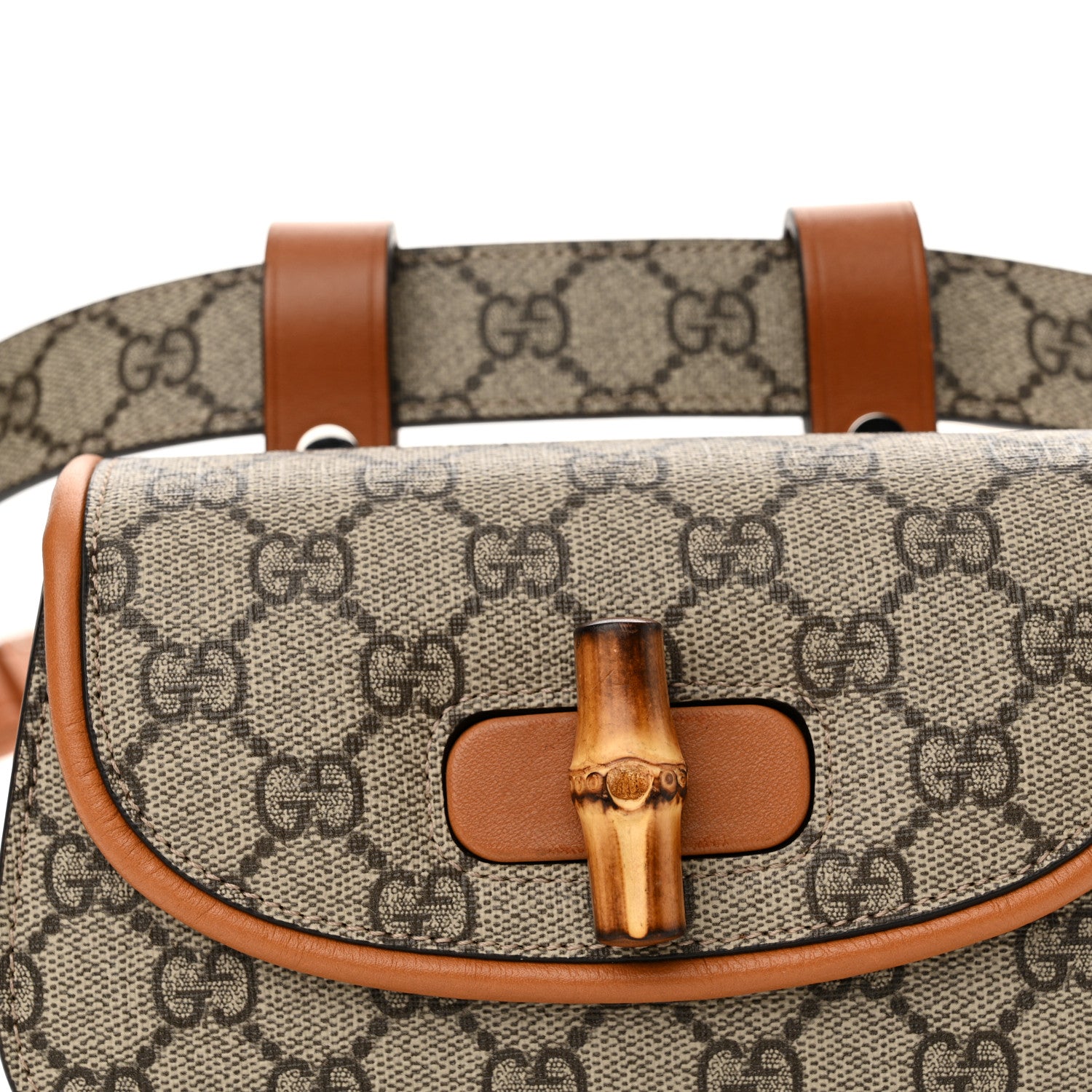 Gucci GG Supreme Monogram Web Bamboo Mini 1947 Belt Bag 80 32 Beige 8 of 12