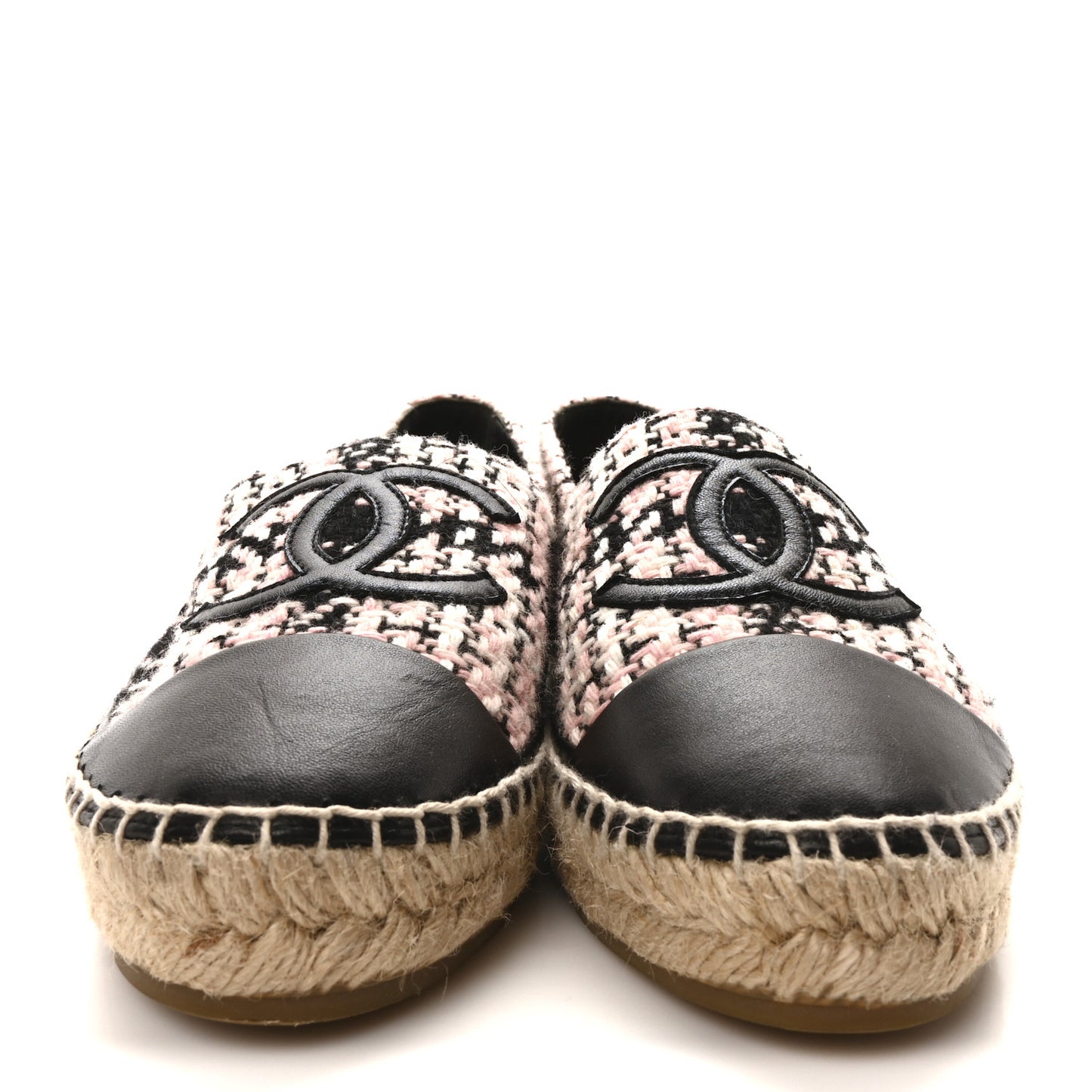 Tweed Lambskin CC Espadrilles 39 Pink Black