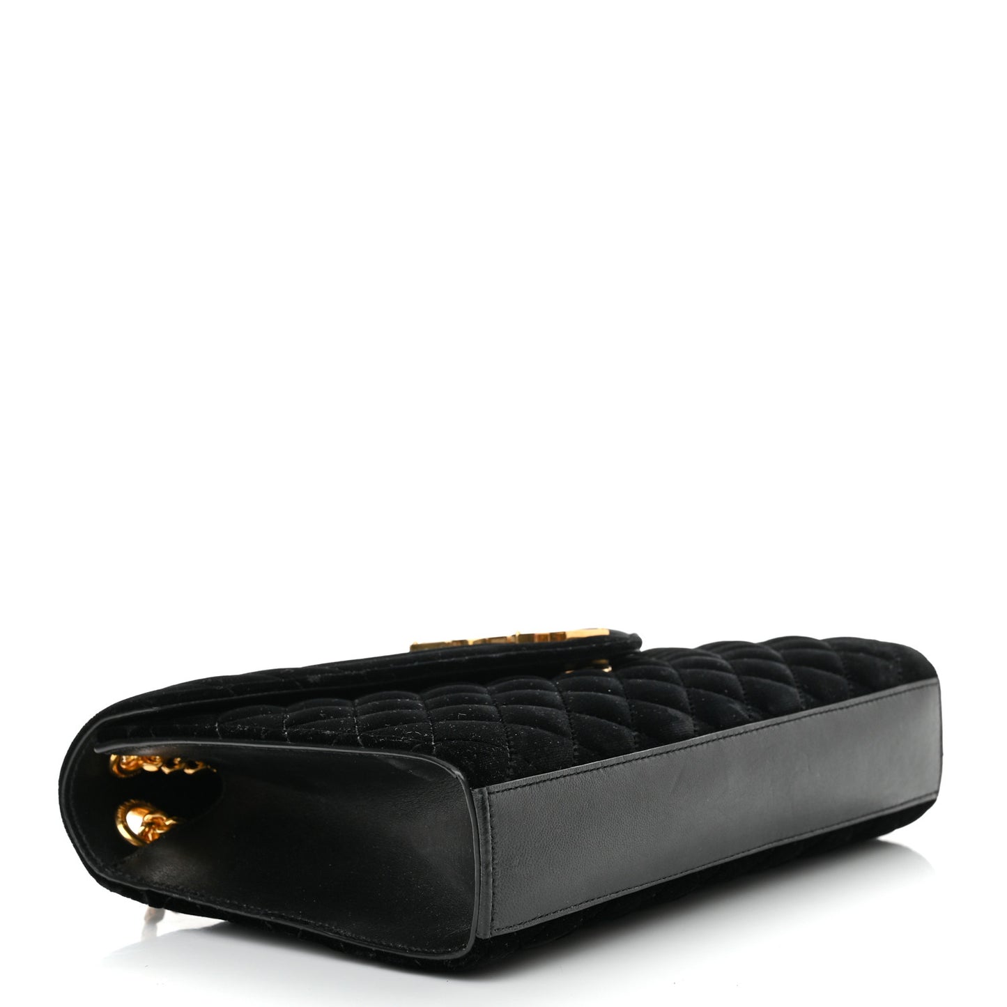 Velvet Tri-Quilt Monogram Medium College Bag Black