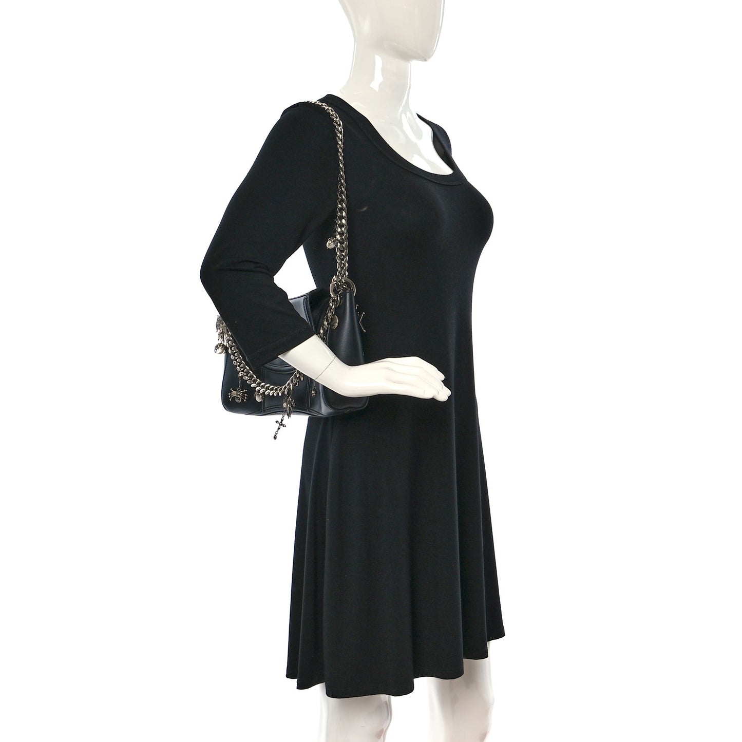 Nappa Chain Medallion Satchel Black