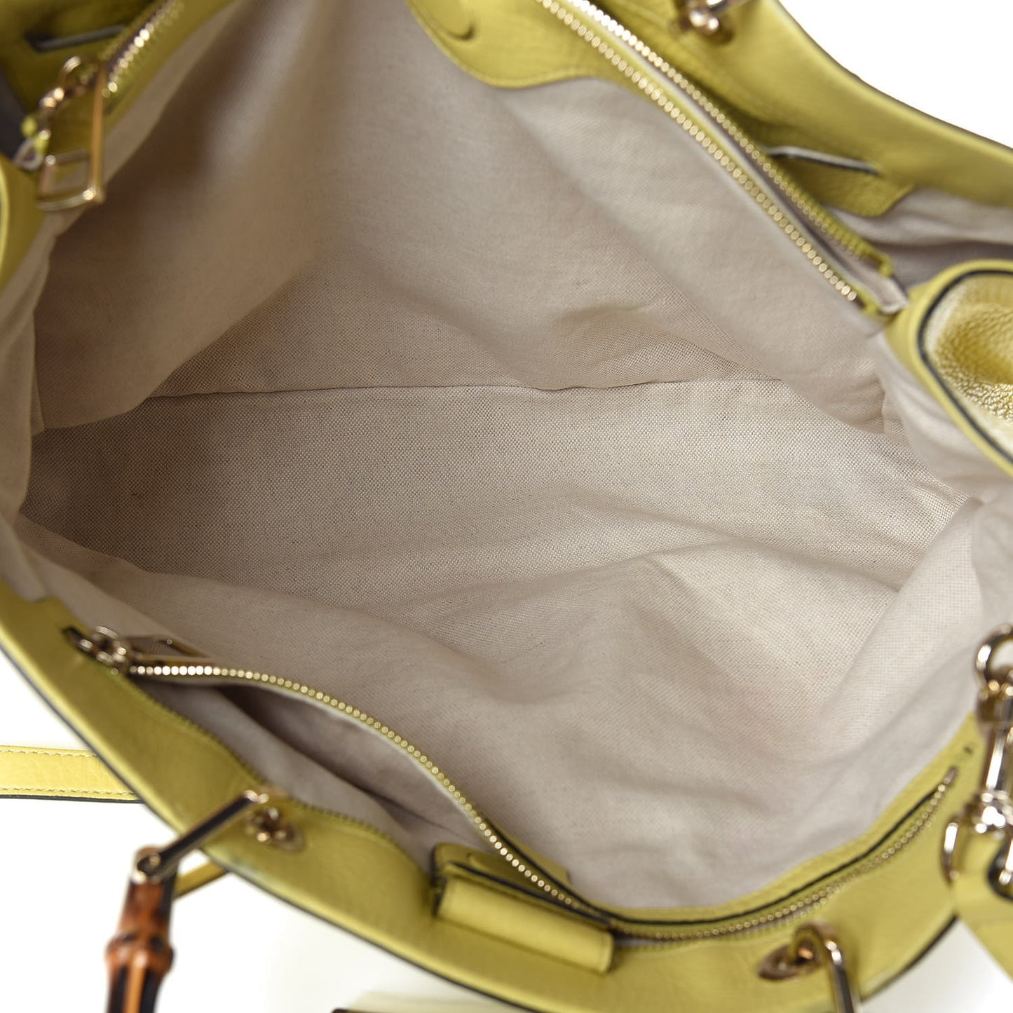 Pebbled Calfskin Large Bamboo Shopper Tote Citrus