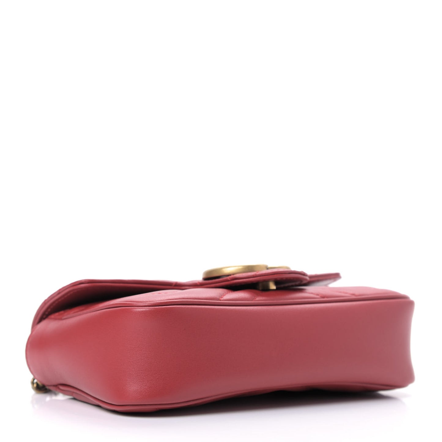 Calfskin Matelasse Super Mini GG Marmont Shoulder Bag Hibiscus Red