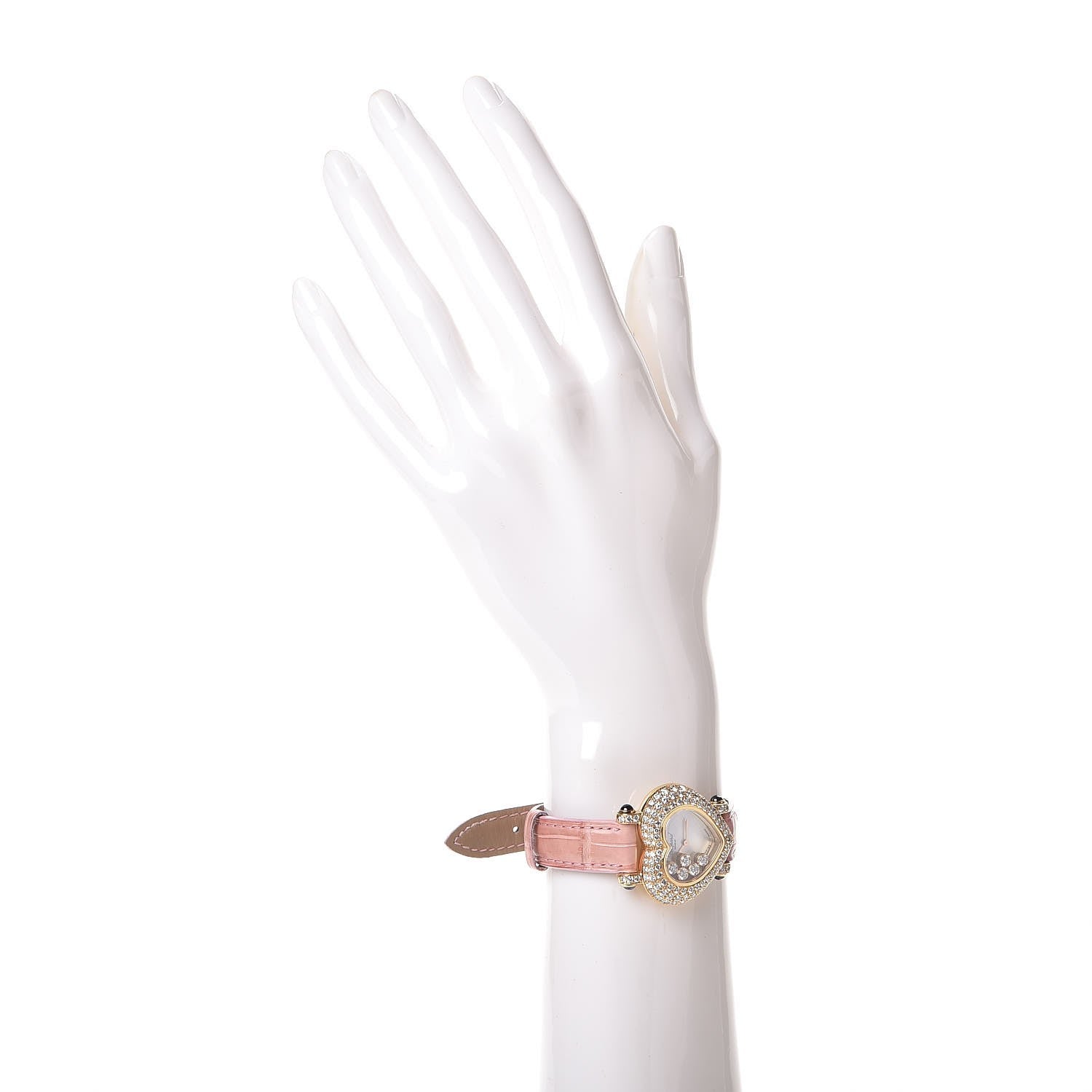 Chopard 18K Yellow Gold Alligator Diamond Pave Bezel 32mm Heart Happy Diamonds Automatic Watch 2 of 6