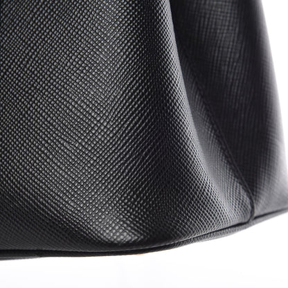 Prada Saffiano Cuir Medium Double Bag Black Fuoco 12 of 23