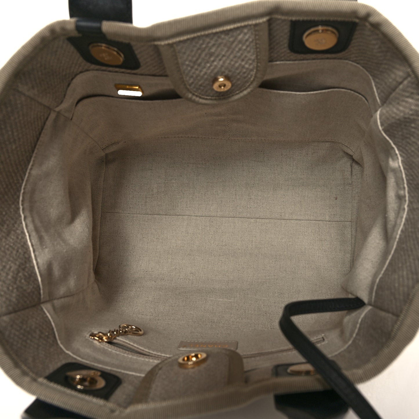 Mixed Fibers Small Deauville Tote Beige Black
