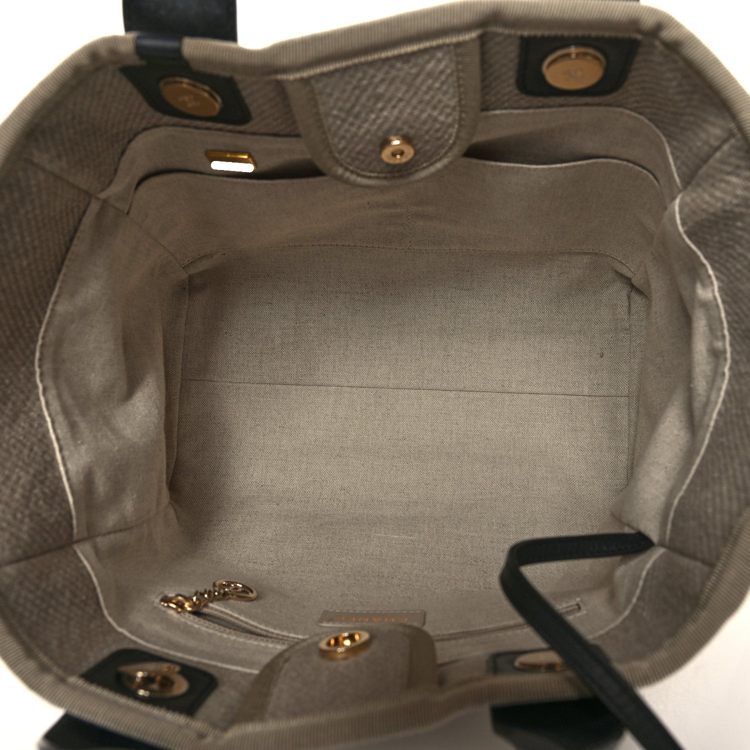 Chanel Mixed Fibers Small Deauville Tote Beige Black 6 of 12