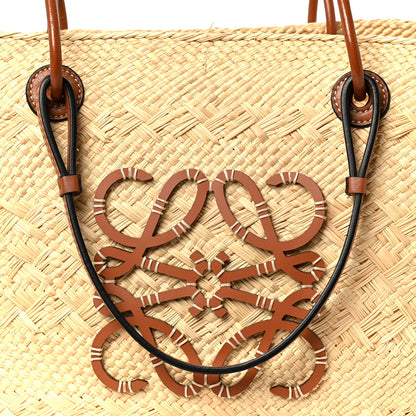 Loewe Calfskin Raffia Medium Anagram Basket Tote Bag Natural Tan 7 of 9