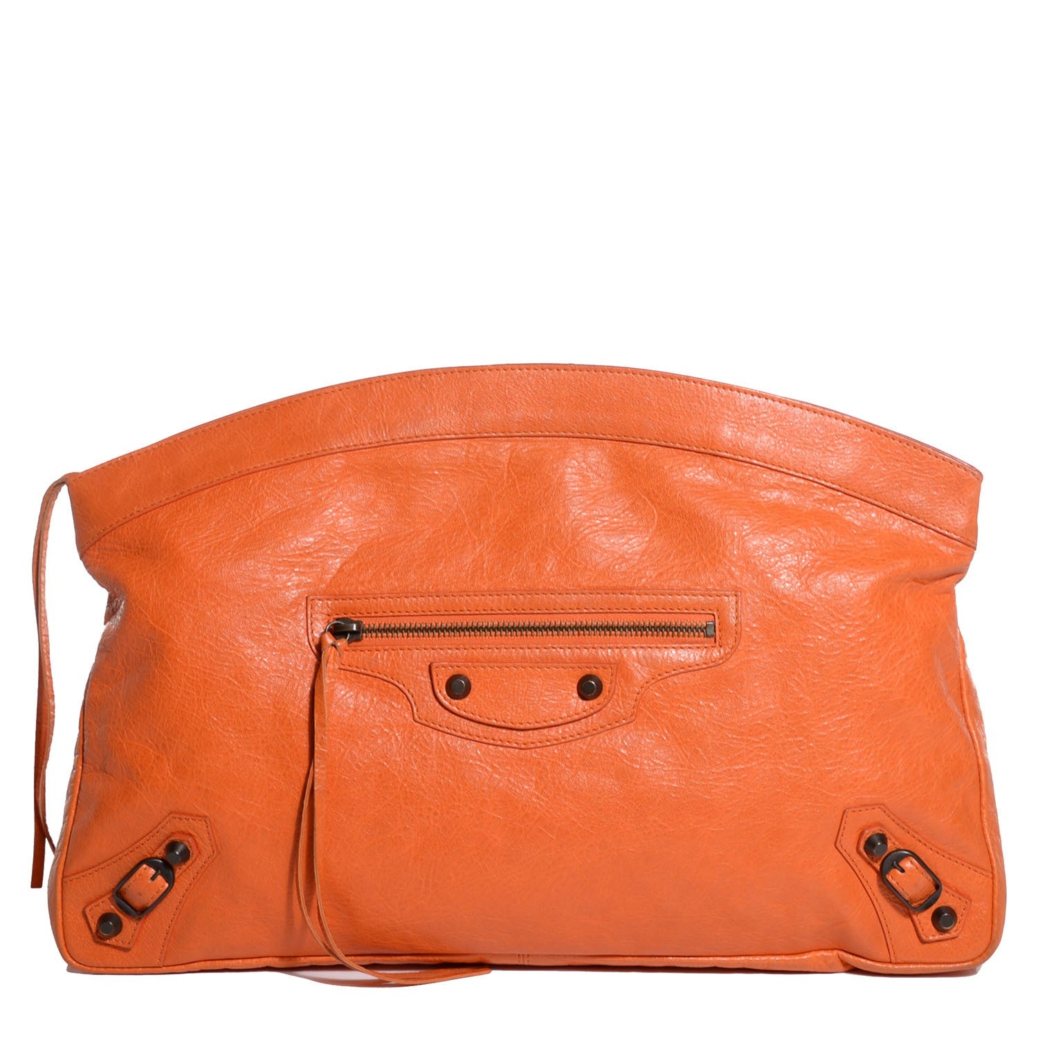 Balenciaga Agneau Large Premier Clutch Tangerine 1 of 10