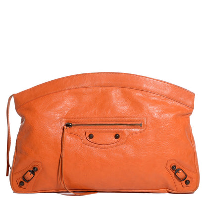 Balenciaga Agneau Large Premier Clutch Tangerine 1 of 10