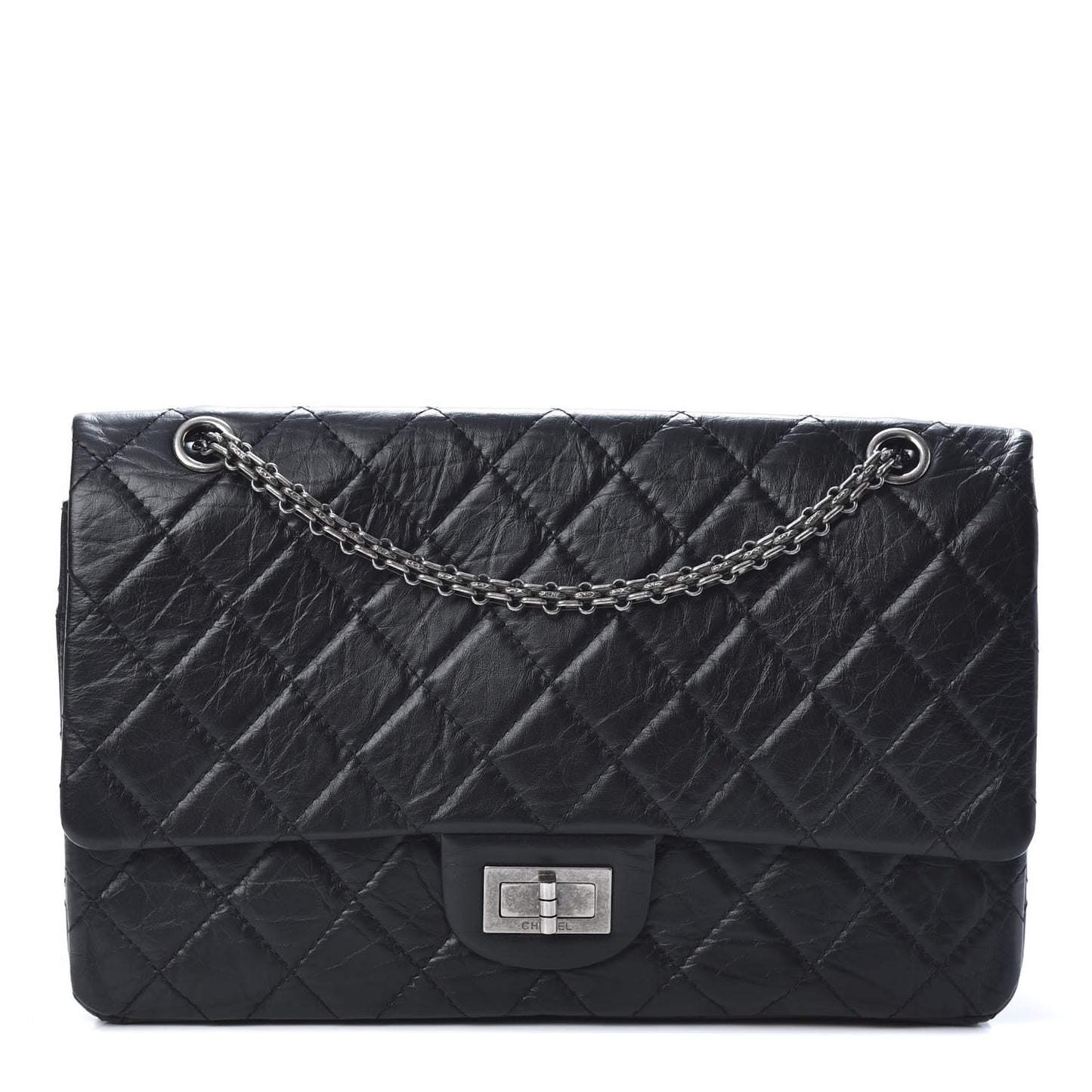 Aged Calfskin Quilted 2.55 Reissue 227 Flap Black