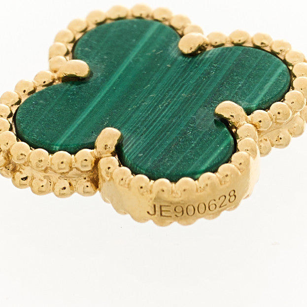 Van Cleef & Arpels 18K Yellow Gold Diamond Malachite 5 Motifs Vintage Alhambra Bracelet 4 of 4