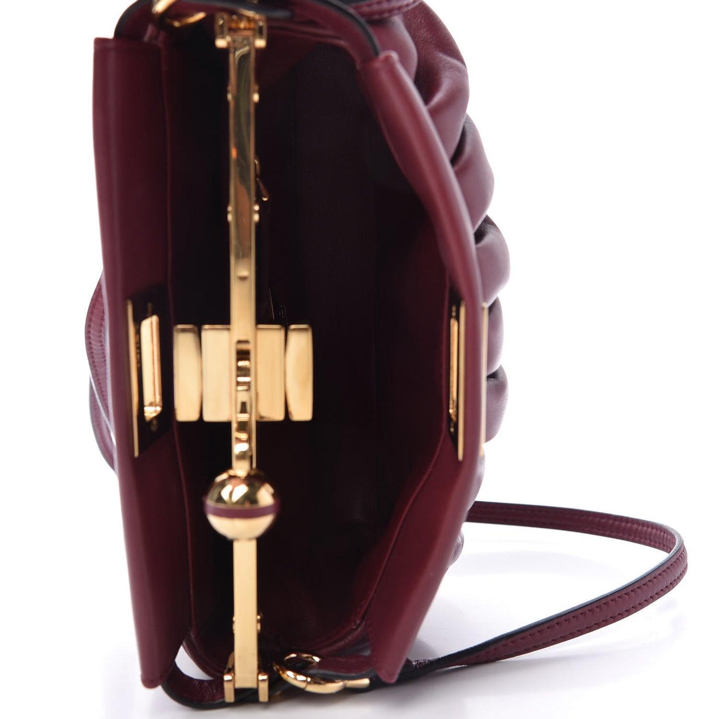 Shiny Nappa Small Peekaboo Click Bag Barolo