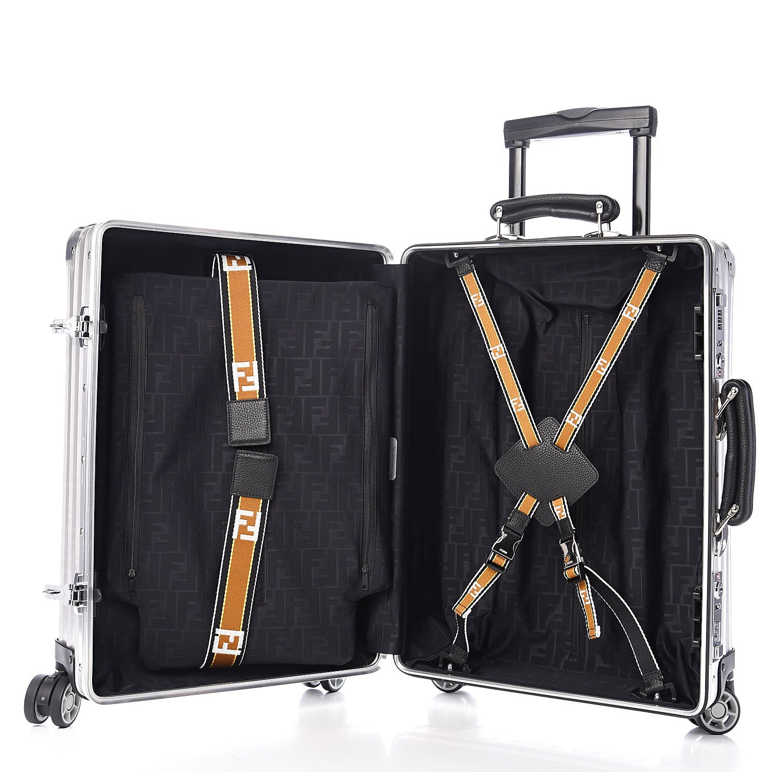 Fendi X RIMOWA Aluminum FF Print Roll Away Carry On Luggage Silver 7 of 15