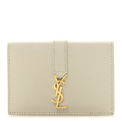 Saint Laurent Grain De Poudre Mixed Matelasse Compact Fold Wallet White 1 of 11