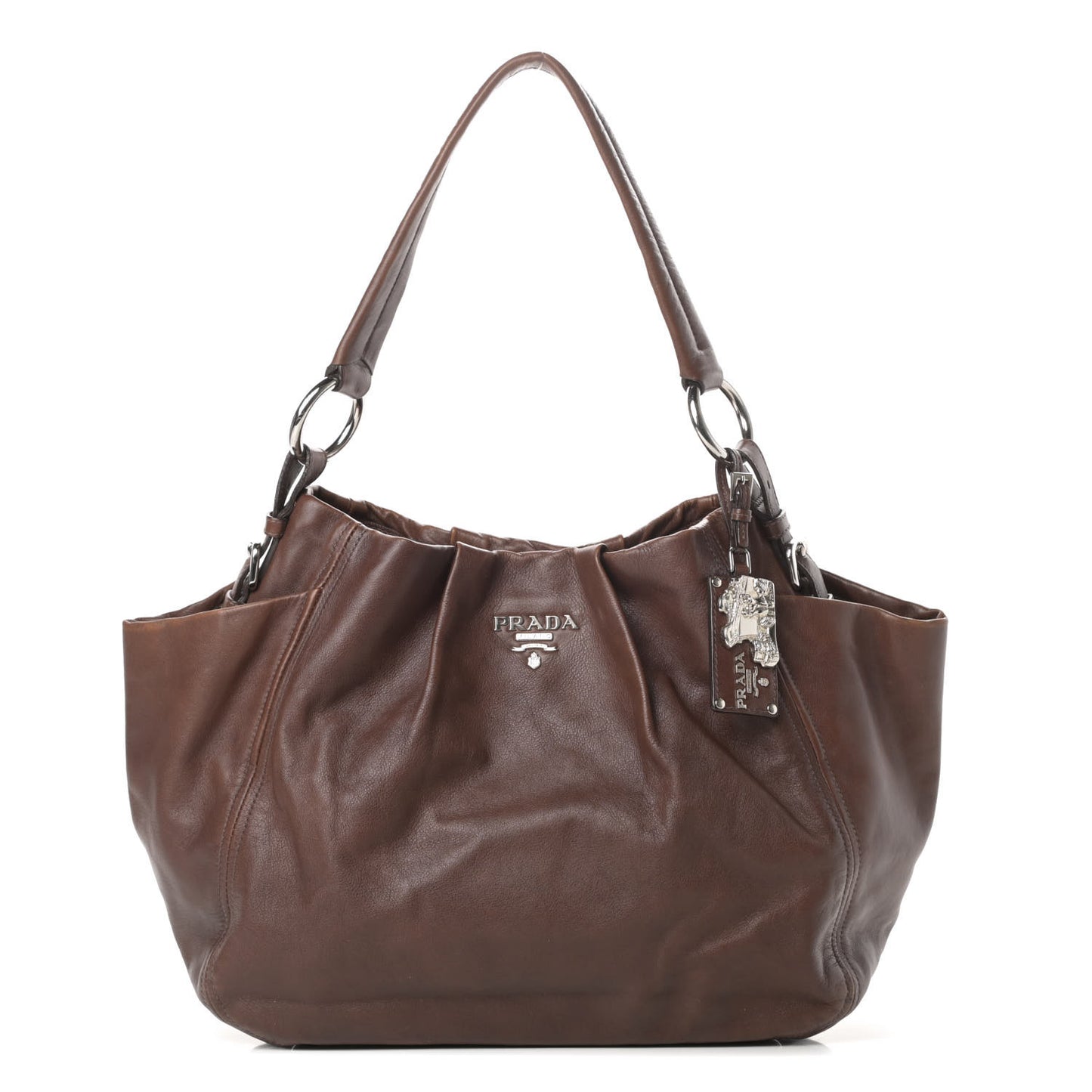 Soft Calf Pleated Two Pocket Hobo Nocciolo
